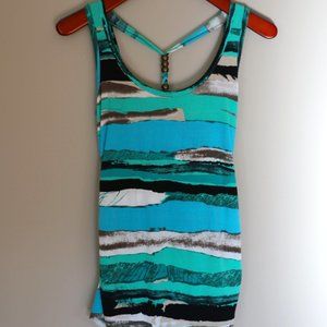 Kenneth Cole Women's Tank Blue Beaded Back Small